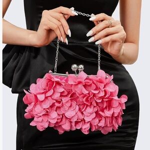 Small Floral Clutch Bag in Hot Pink